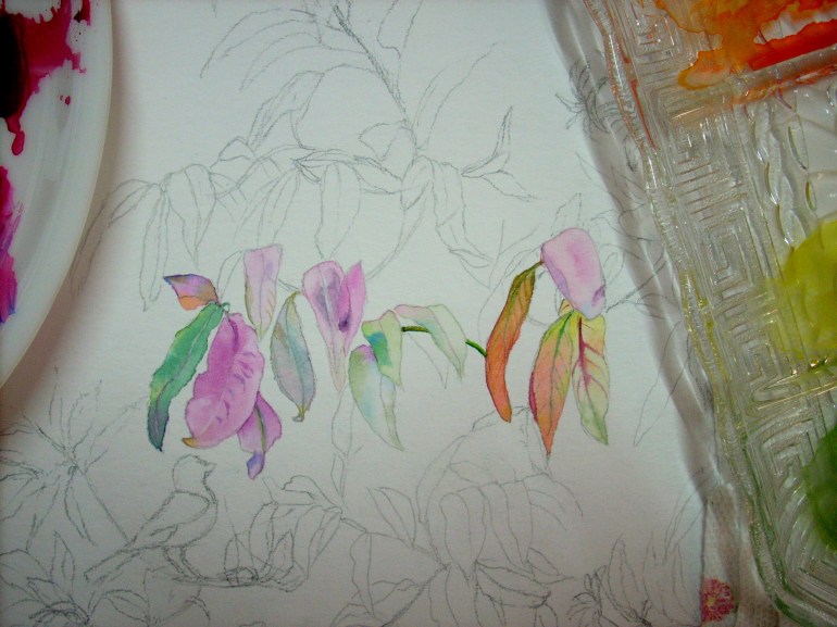 base wash - first bunch of leaves