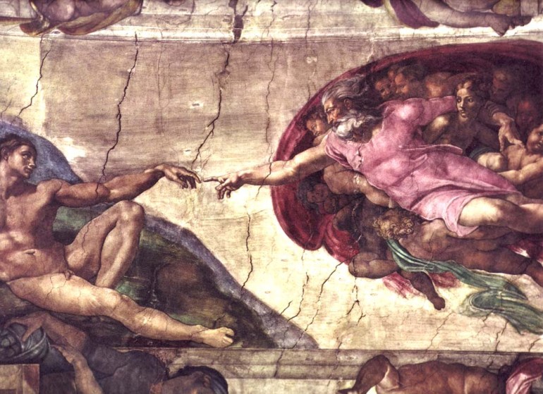 Creation of Adam (Before Restoration) Creation of Adam (Before Restoration)