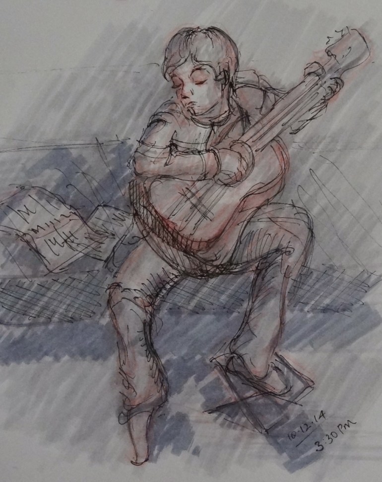 Guitarre spielen skizze