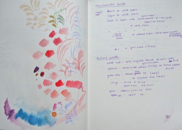 sketchbook page - palettes
