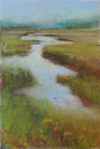 marshy field in pastel