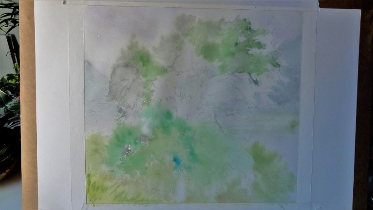 painting trees in watercolor