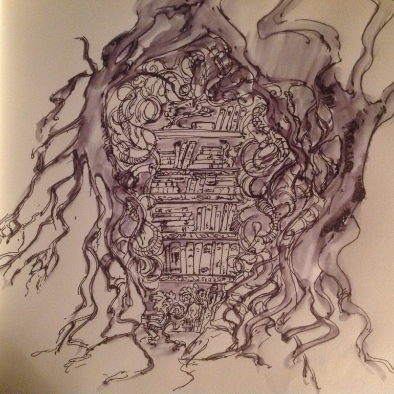 Fantasy art - bookshelf