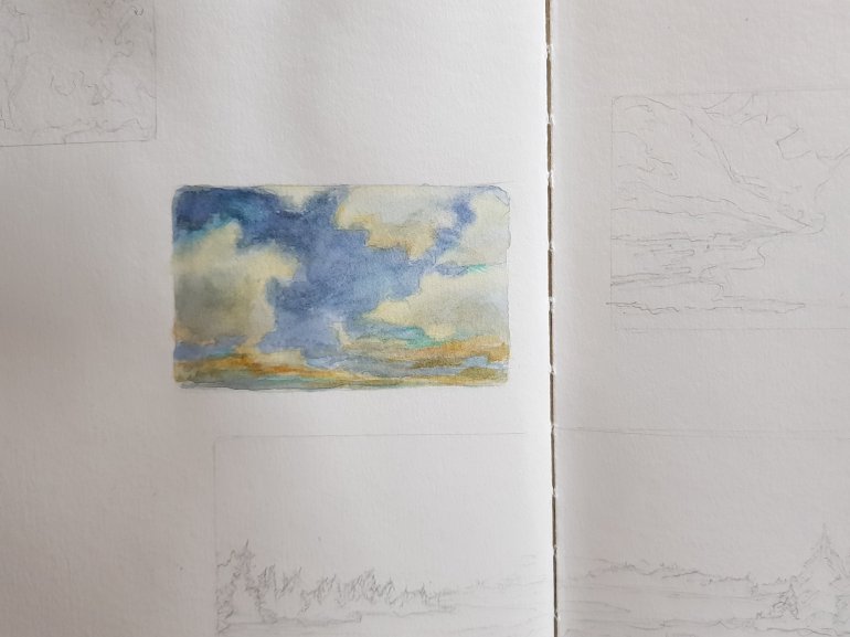 Clouds skyscape in watercolor