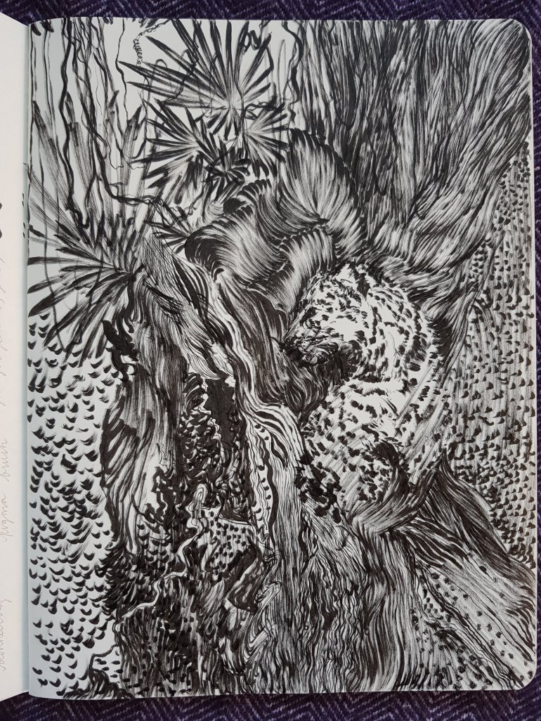 sketchbook page - leopard - jungle