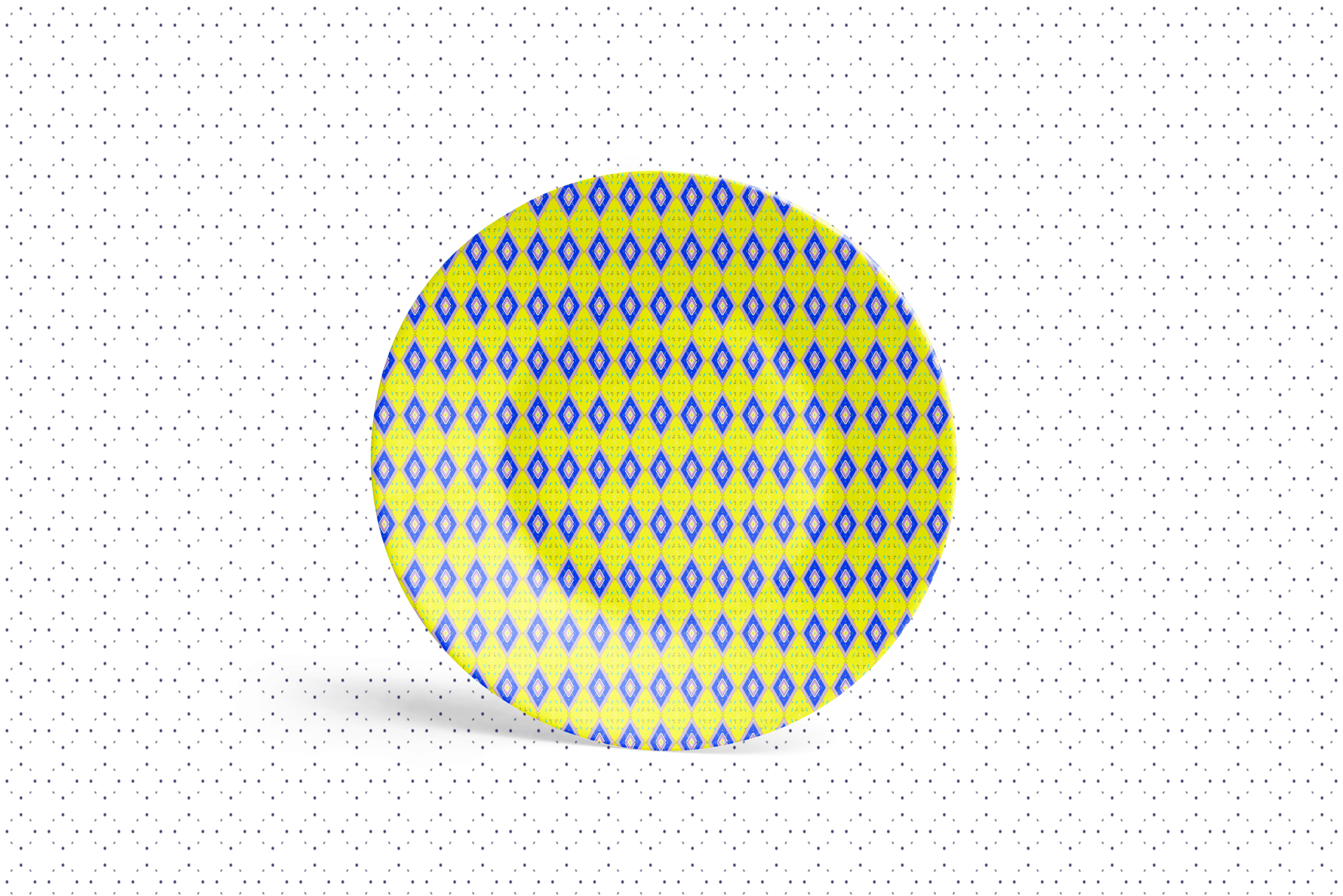 Funky blue diamonds on yellow background
