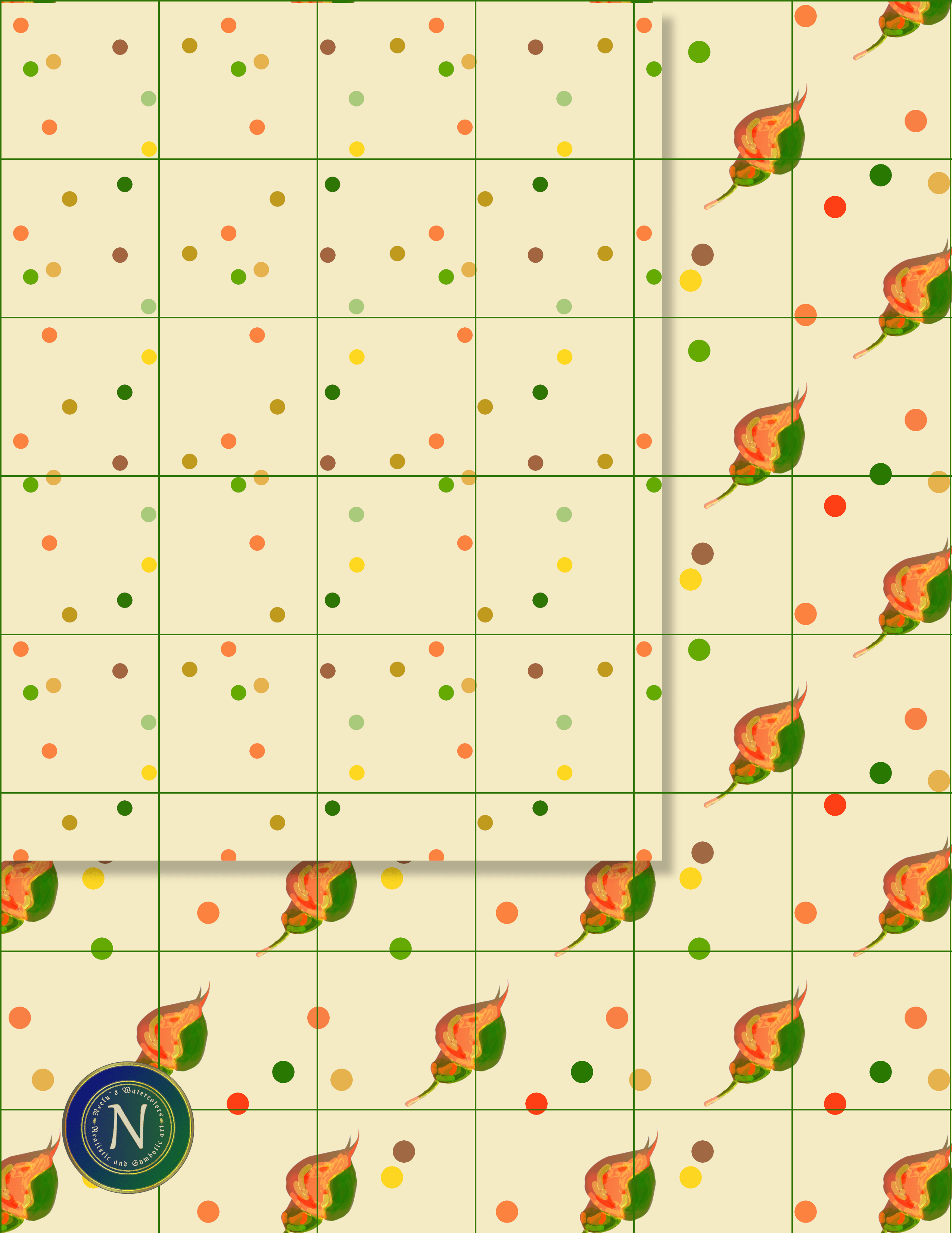 collage paper,  craft paper , rose bud design, polka dots , digital downloads
