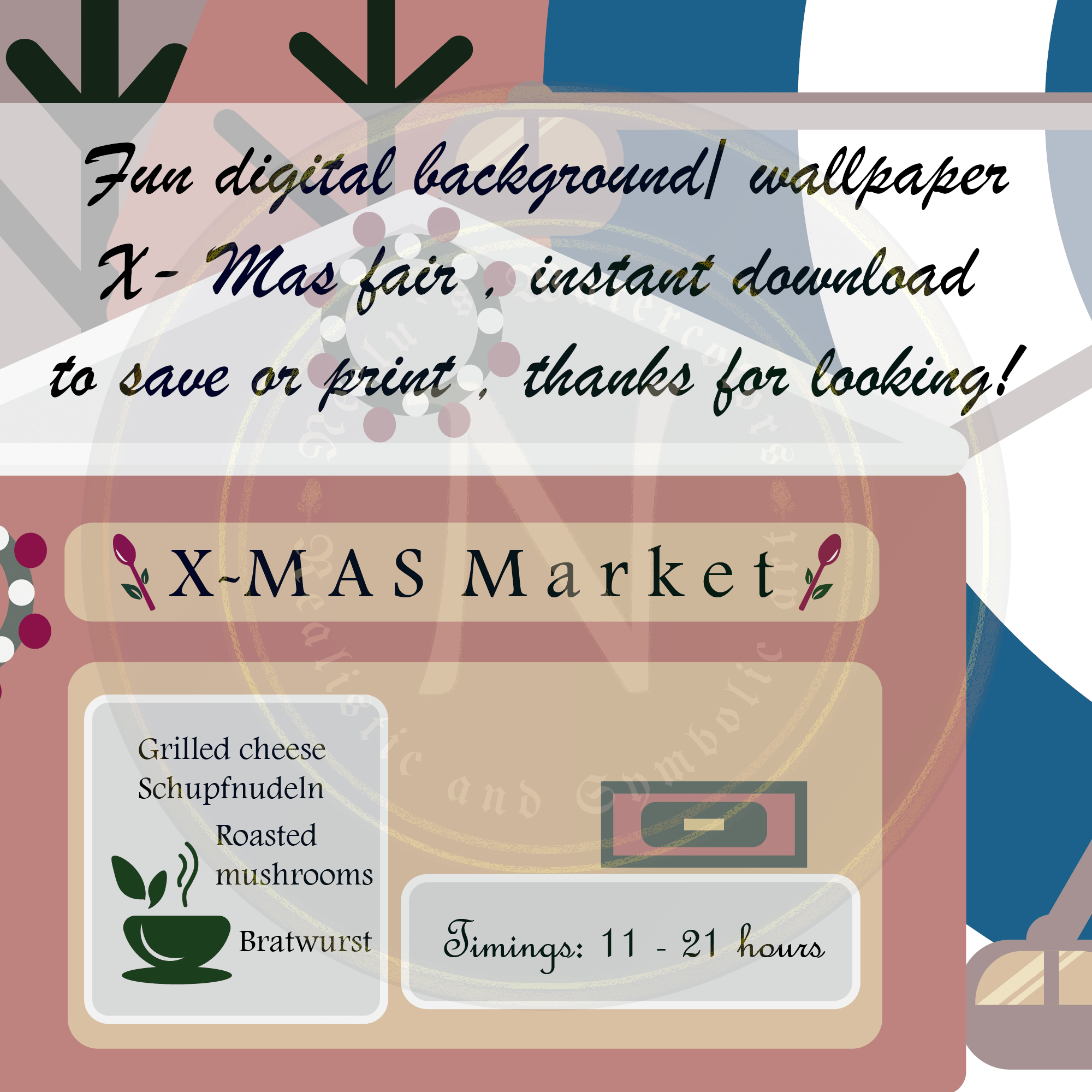 Christmas town fair
food and drink stall 
ferris wheel
gift shop
christmas tree
pnng instant download