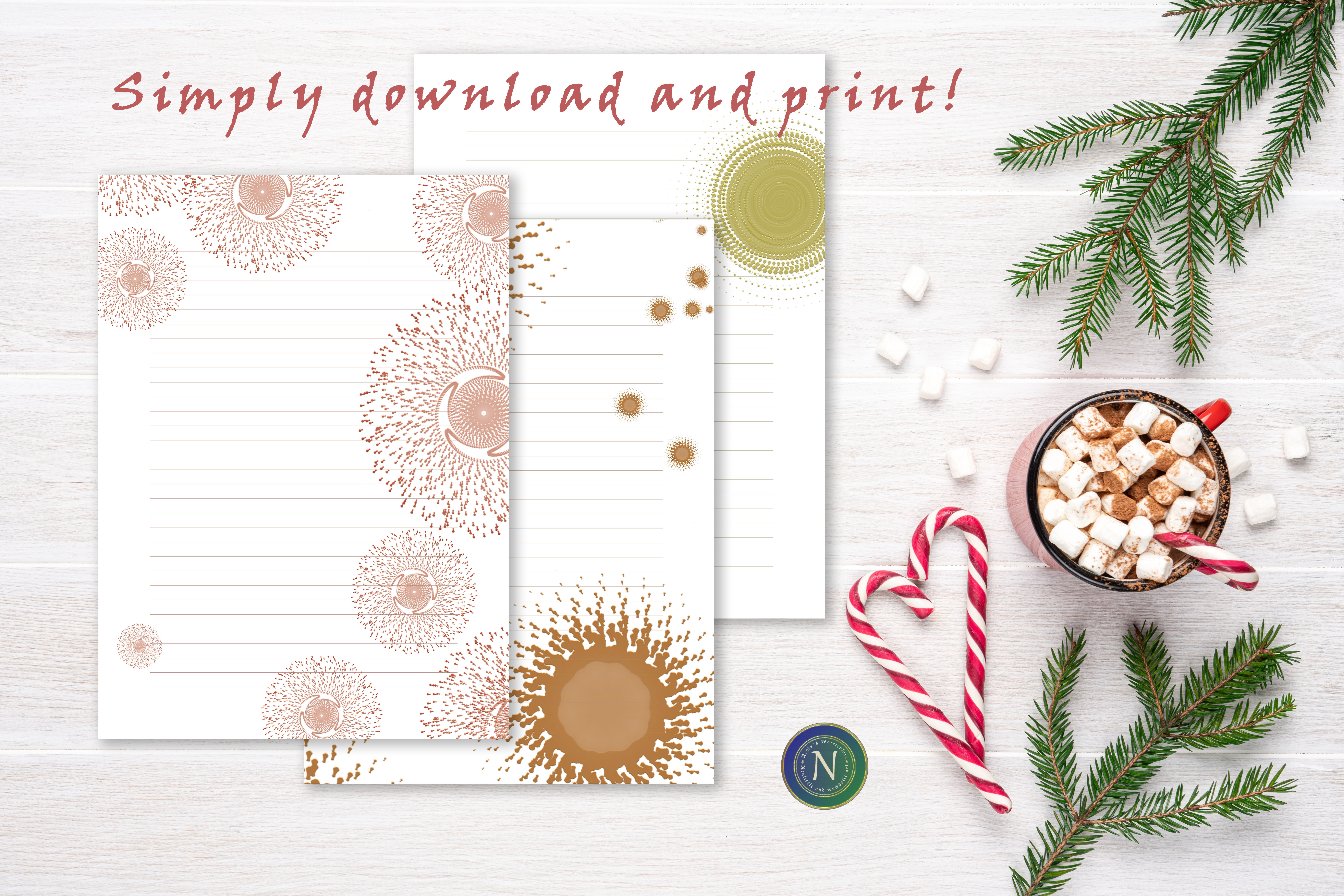 Writing paper - 12 designs | Stationary paper, note paper| 8" by 11 " Personal and commercial Use