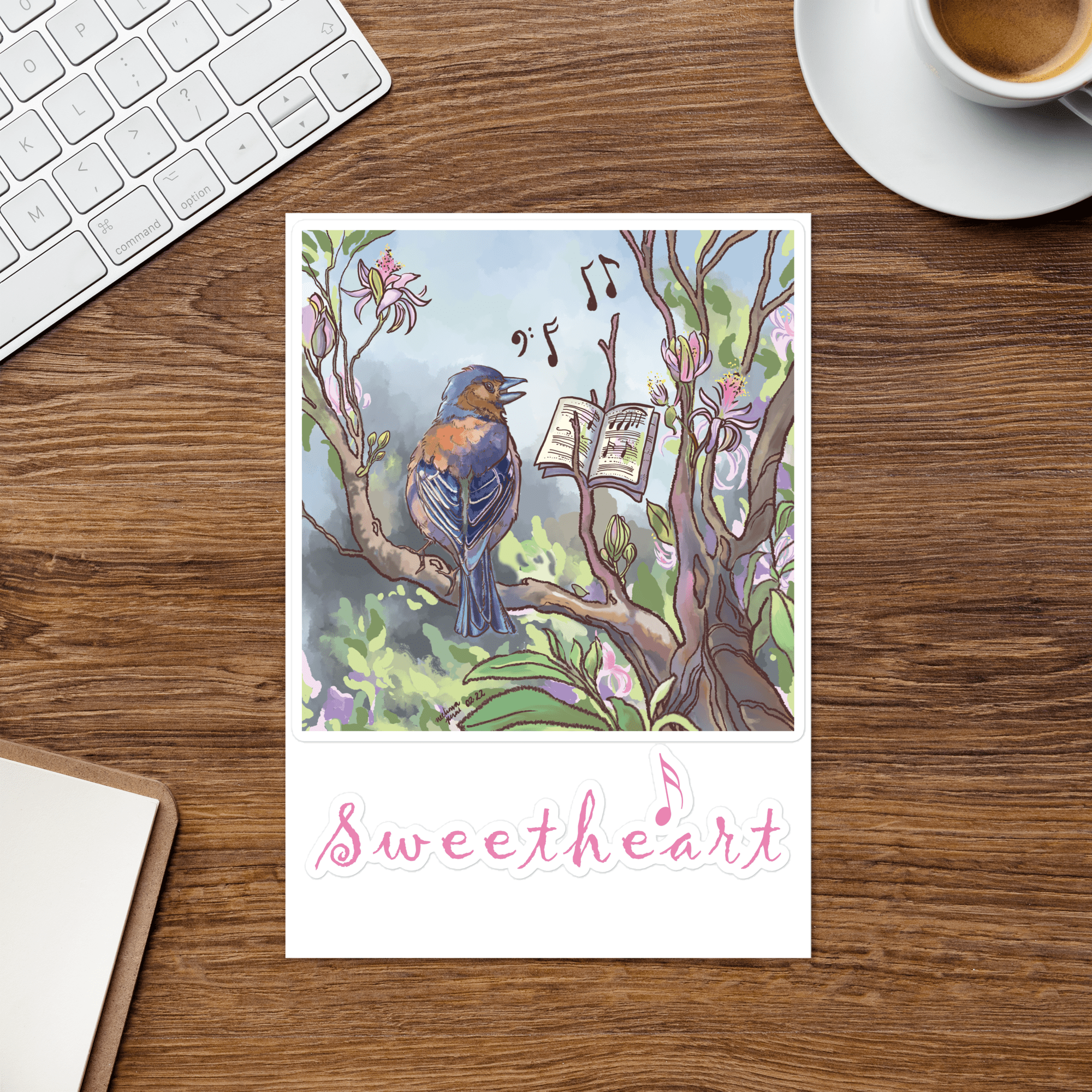 Chaffinch singing bird illustration sticker sheet | Spring stickers | Bird laptop decals | Valentine Sticker sheet