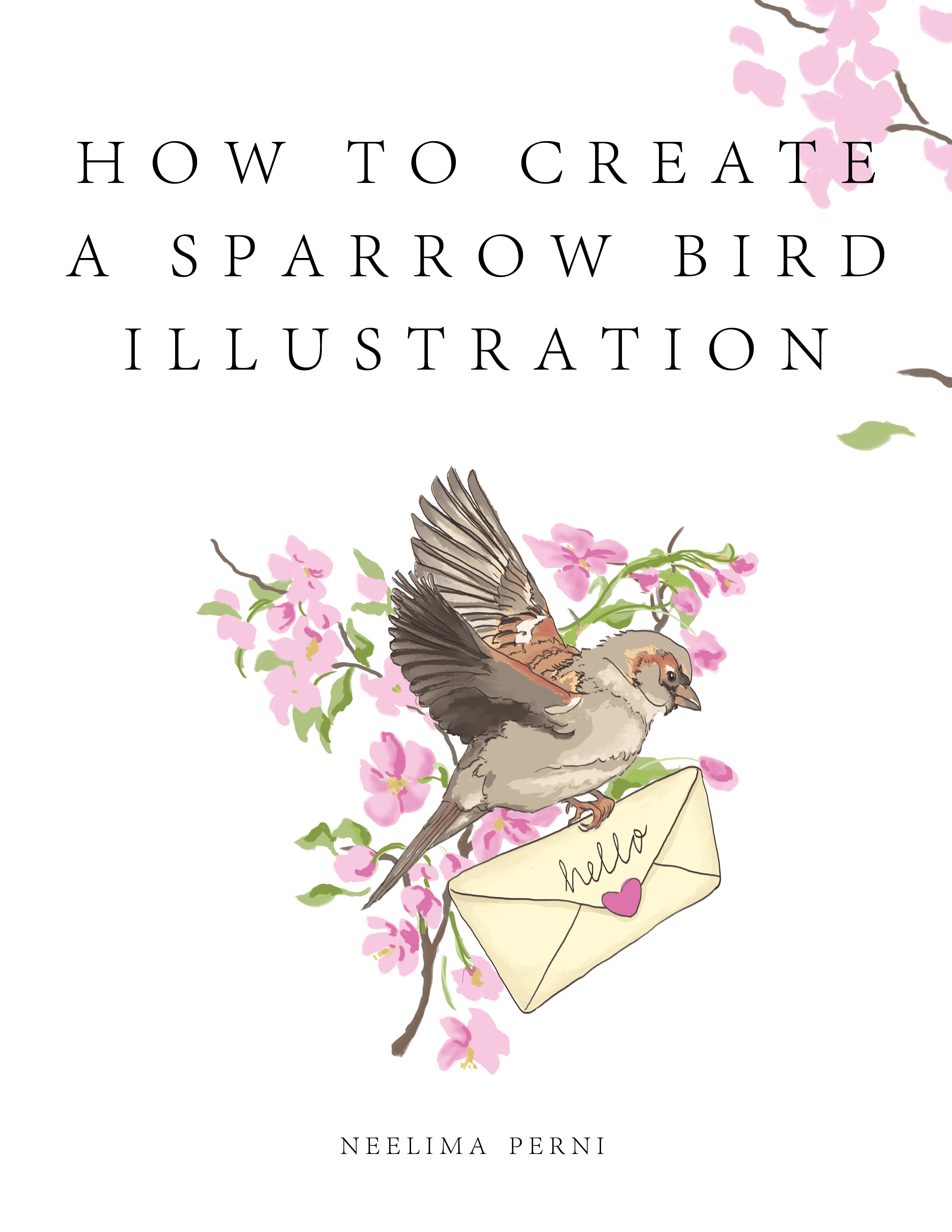 Art tutorial - Create a sparrow bird illustration| 14 page pdf art demo |Instant download painting guide | U.S Letter size for personal use