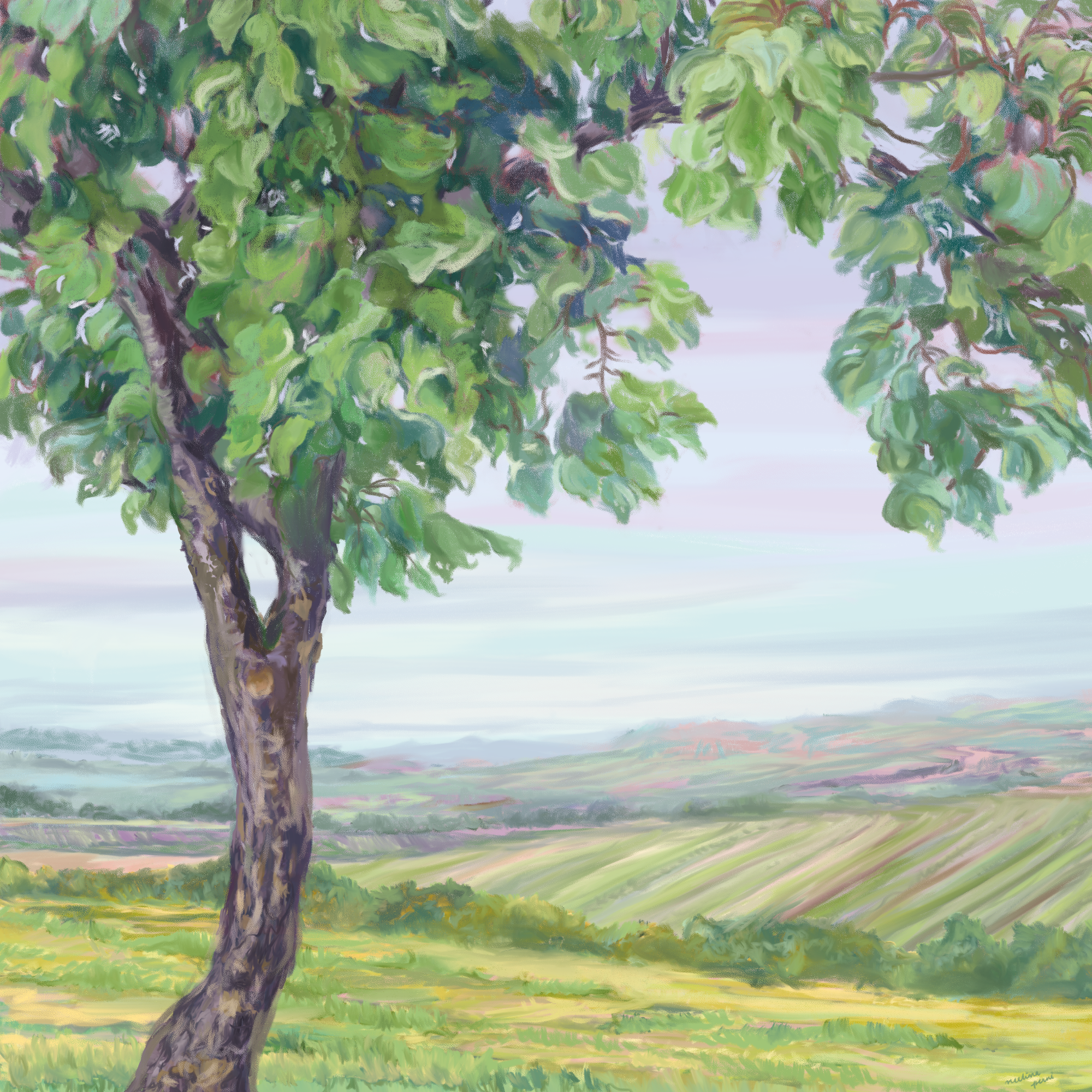 Countryside landscape painting - digital art
