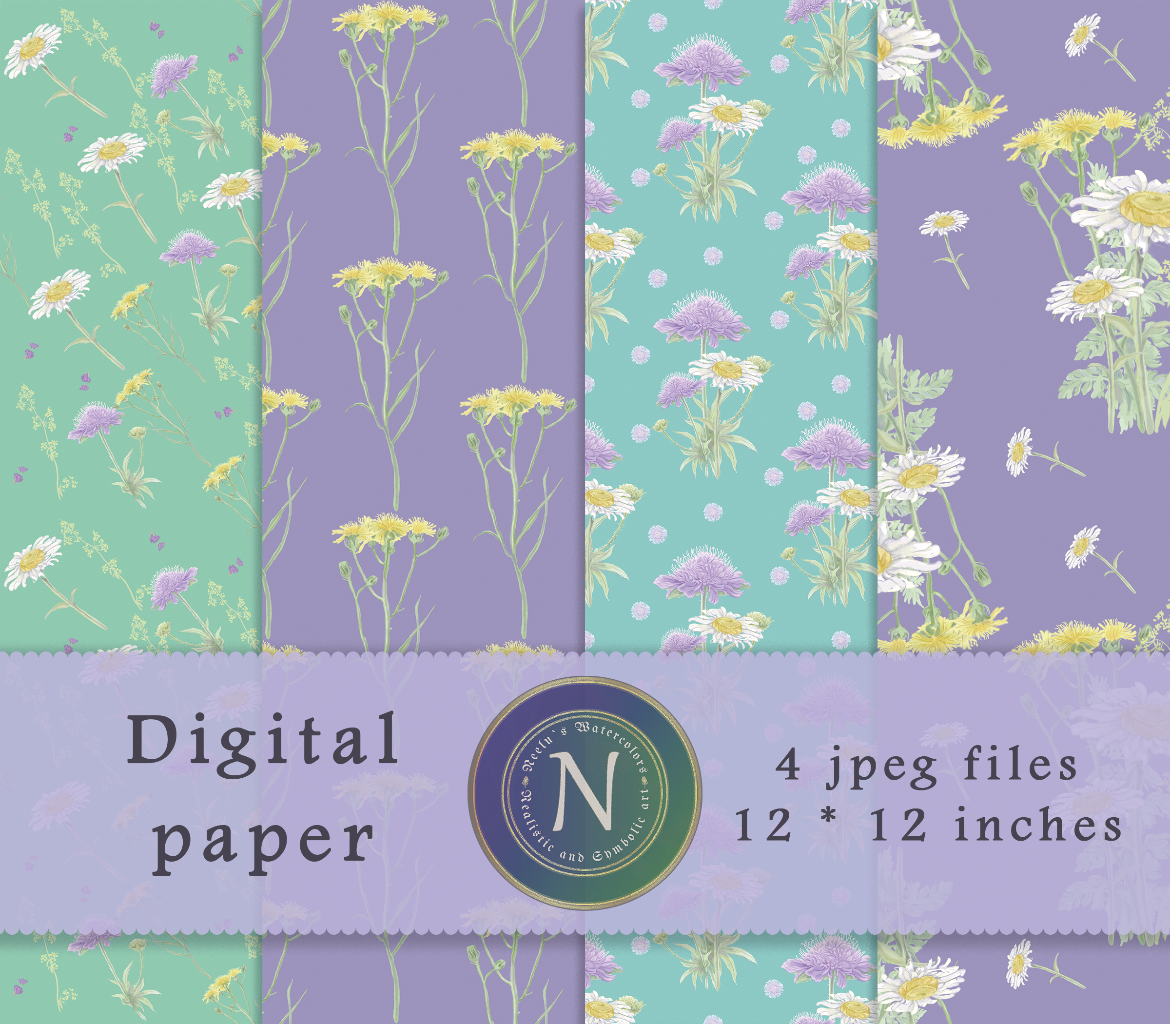 Digital floral scrapbook paper