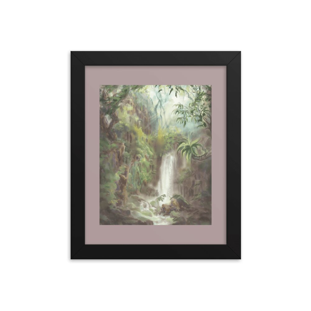 Forest waterfalls painting